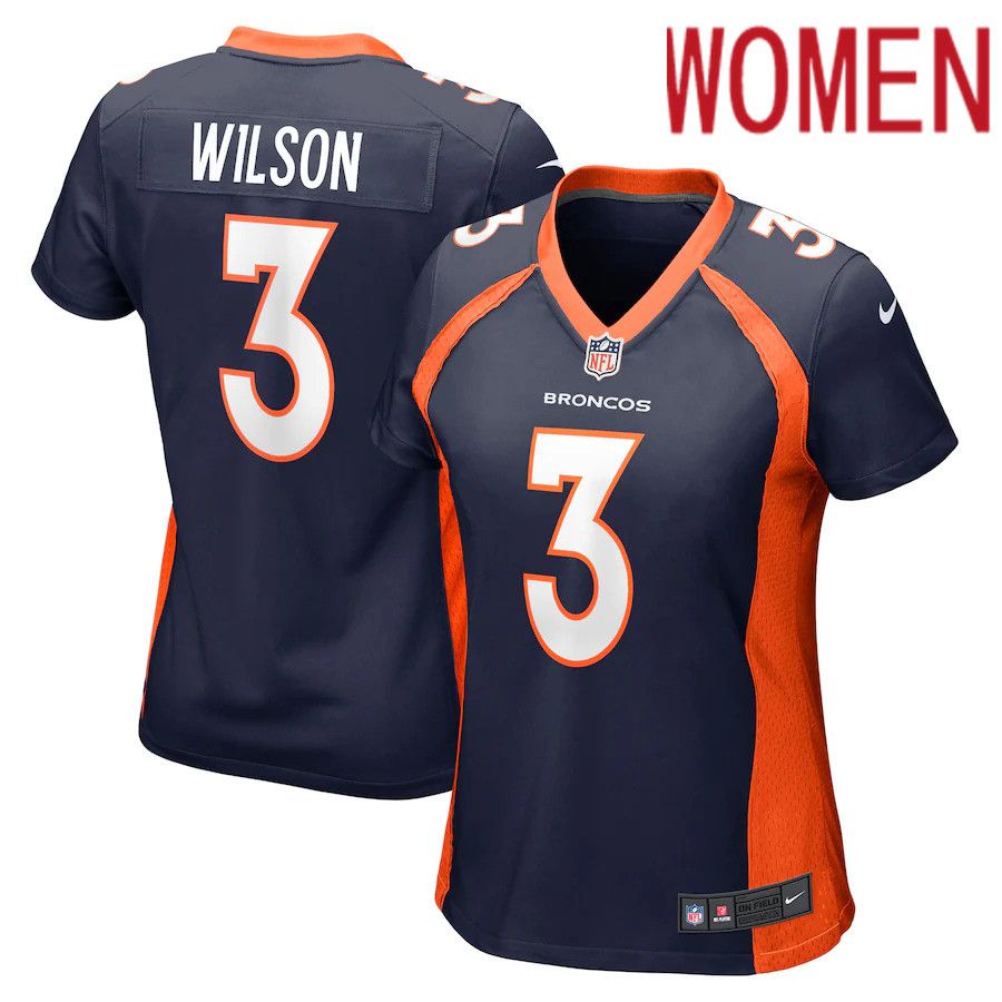 Women Denver Broncos #3 Russell Wilson Nike Navy Alternate Game NFL Jersey